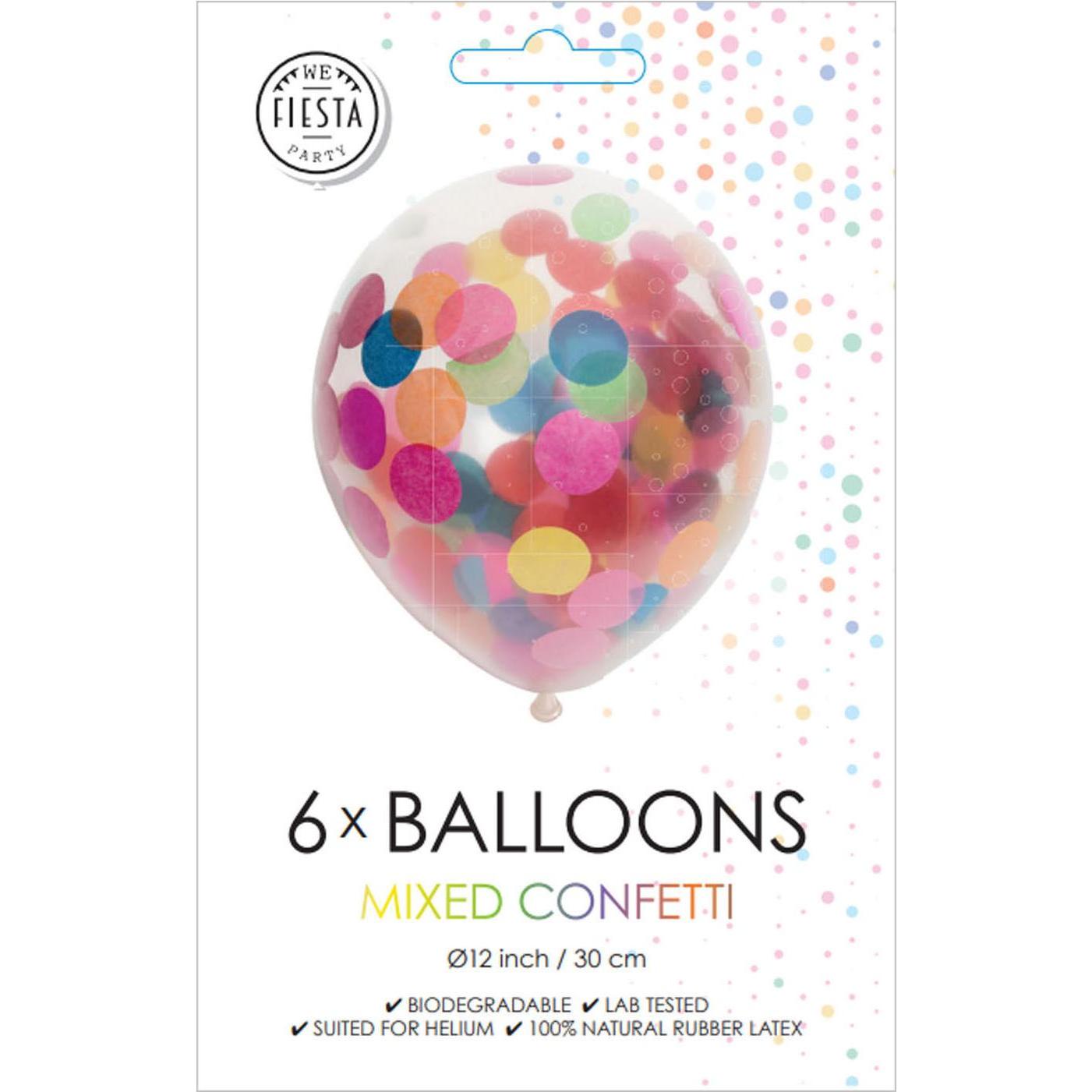 Thumbnail - Globos Konfetti-Luftballons, Papier-Konfetti-Mix, 30 cm, 6 Stück.