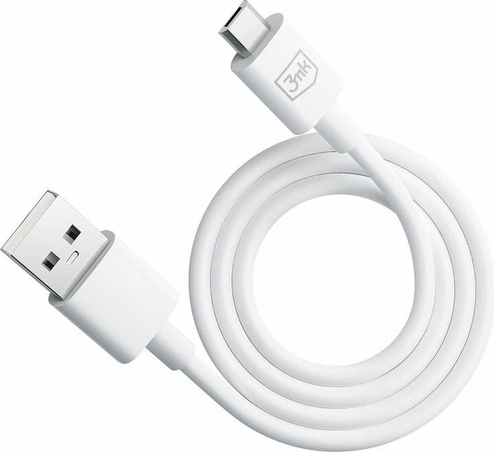 Actual product image 3MK Hyper Cable USB-A - Micro USB 1.2m 5V 2.4A Biały/White cable (1.20 m)
