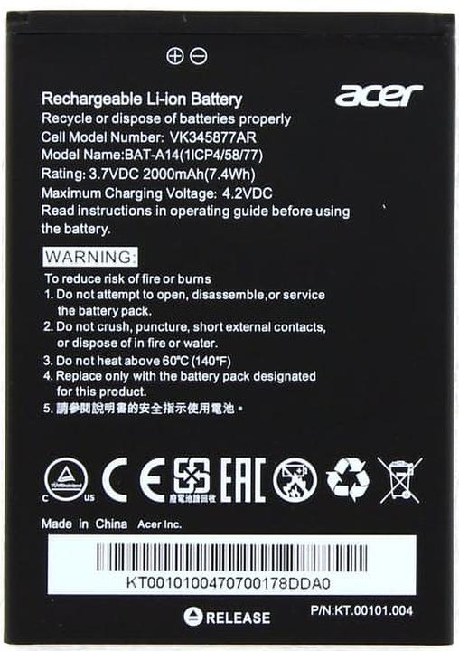 Nutritional values and ingredients Acer BATTERY LI-ION 2000MAH MAIN