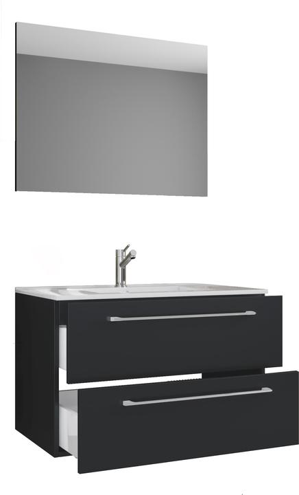 VCM 3-piece wash place washbasin Badinos 2 drawers mirror