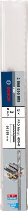 Actual product image Bosch Professional Zubehör PRO Metal HSS-G twist drill, 2 x 56 x 85 mm (2 mm)