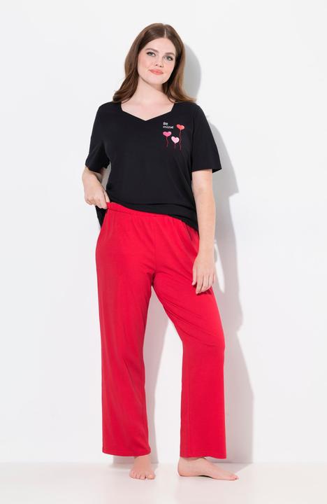 Produktbild Ulla Popken Pyjamahose, uni / Herzen, langes Bein (42, 44)