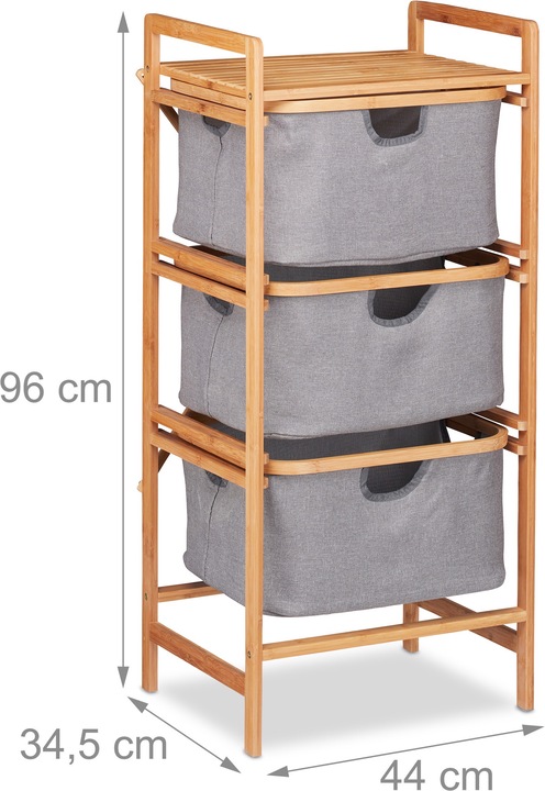 Image du produit Relaxdays Panier à linge à 3 corbeilles (74 l)