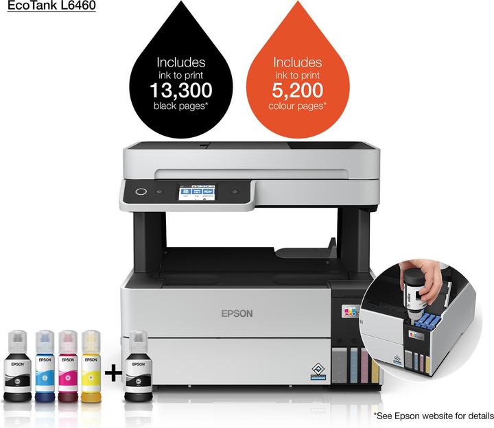 Produktbild Epson EcoTank L6460 All-in-One multifunction device (CIS), 3-in-1, Wi-Fi, Black and white (Tintenpatrone)