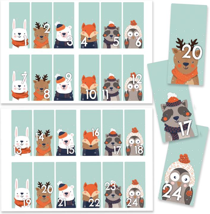 Produktbild Papierdrachen 24 Adventskalender Zahlenaufkleber, Design Nr. 61
