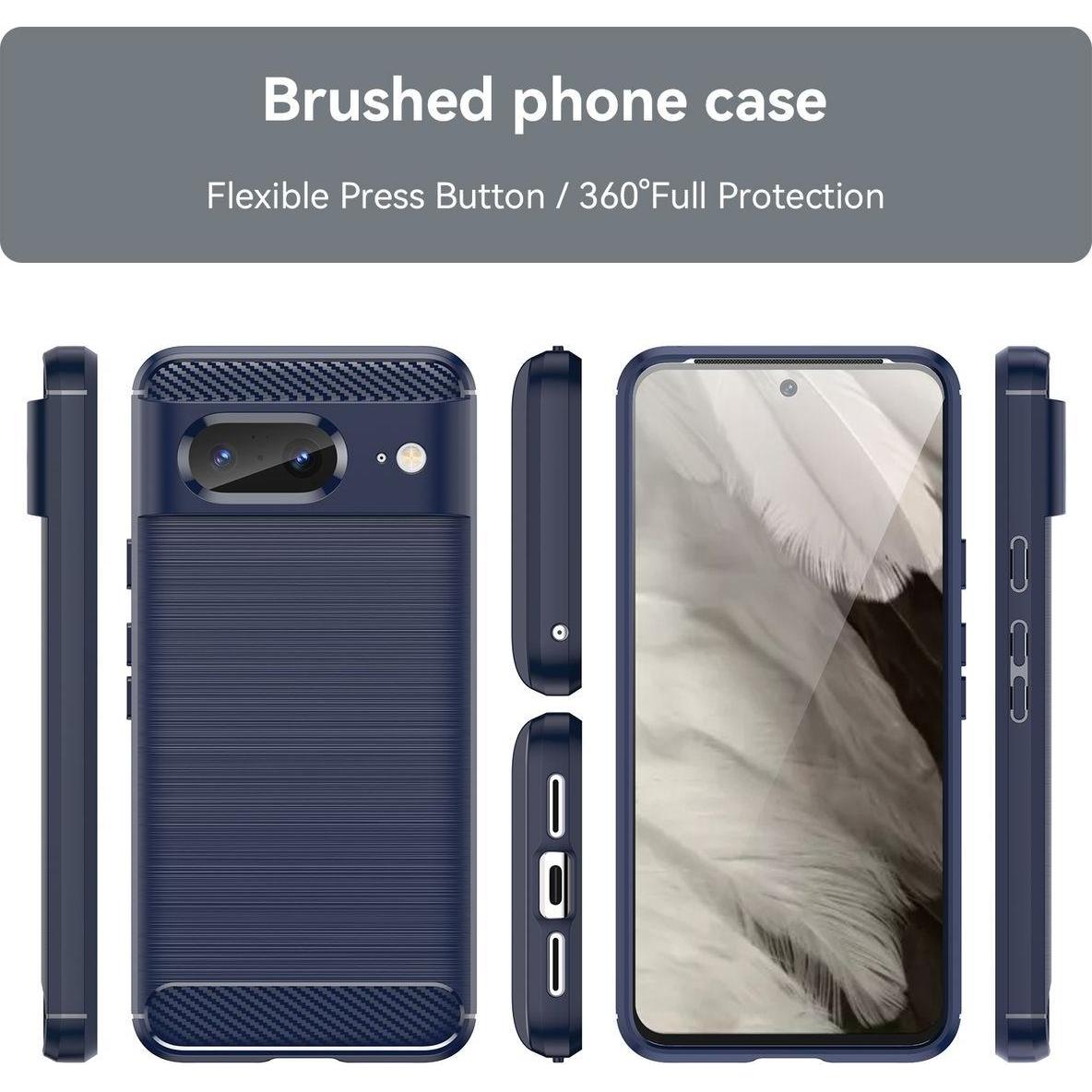 Thumbnail - König Design Hülle Handy Schutz für Google Pixel 8 Case Cover Carbon Tasche Bumper Etuis Neu (Google Pixel 8), Smartphon...