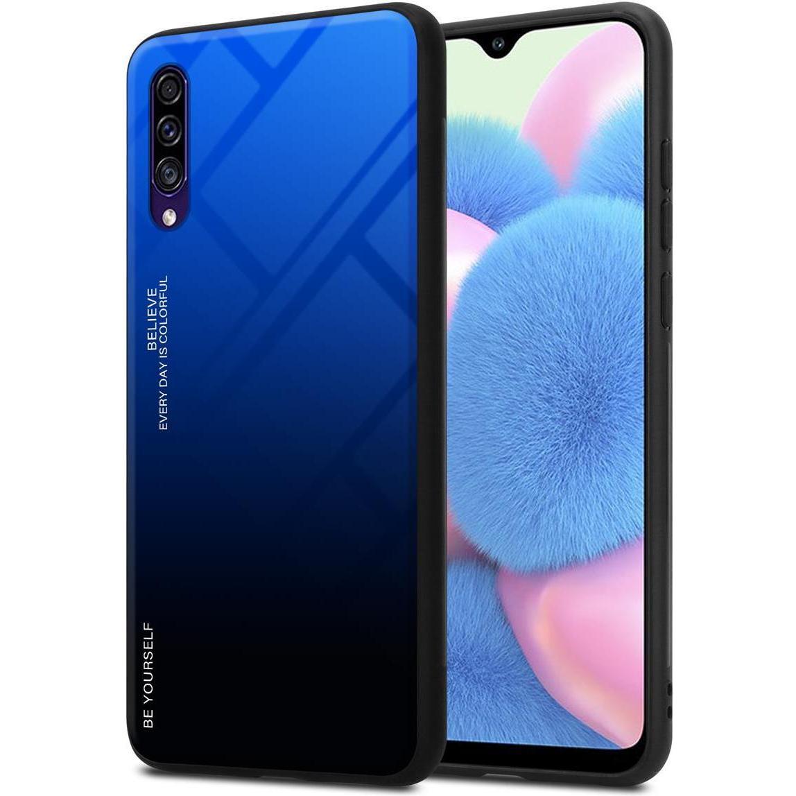 Cadorabo TPU 2 Farben Glas Cover (Samsung Galaxy A30s, Samsung Galaxy A50s), Smartphone Hülle, Schwarz