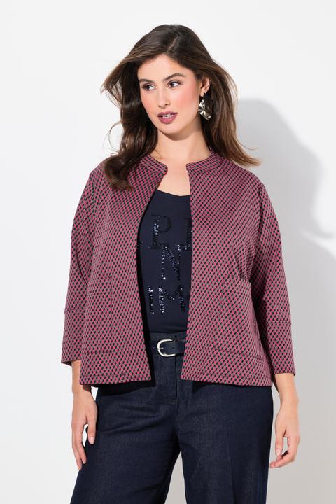 Produktbild Ulla Popken Jacquard-Jacke, offene Form, Rundhals, 3/4-Arm (58)