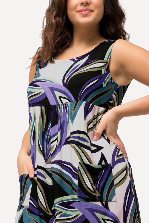 Actual product image Ulla Popken Leaf Print Sleeveless Swing Dress (50, 52)