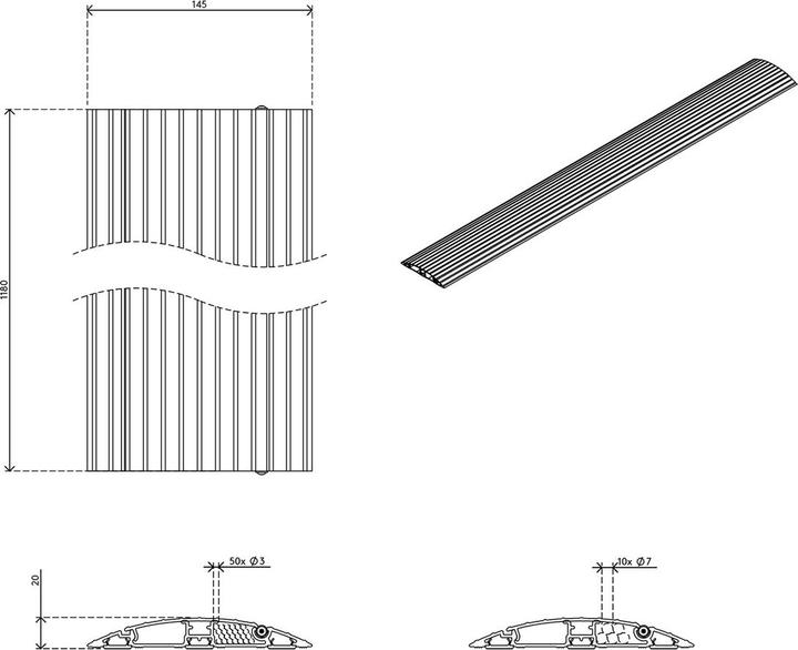 Image du produit Dataflex Addit Kabelbrücke aufklappbar gerade 118 cm (31.453), schwarz (Pont de câbles, 118 cm)