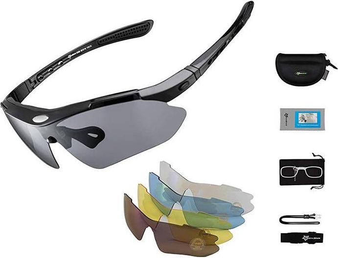 Rockbros Lunettes de cyclisme polarisées 10003 (noir) (Noir, Noir)