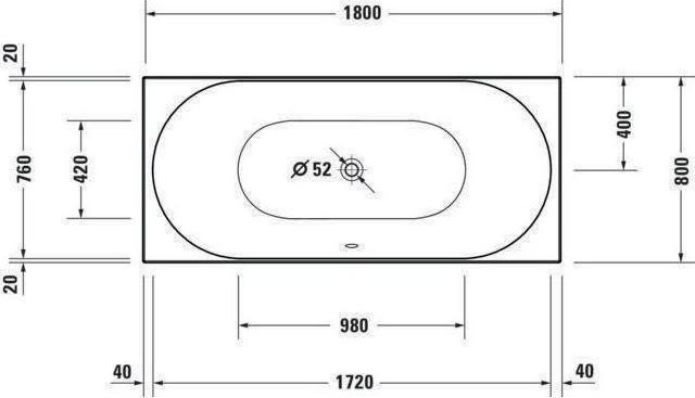 Image du produit Duravit Baignoire D-NEO 180x80 version encastrée 2 RS blanc (160 l, 180 cm, 80 cm)