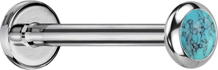 Image du produit Star Piercing Micro Threadless Labret argent disque arrondi pierre turquoise (sans laiton, Minéral, Titane)