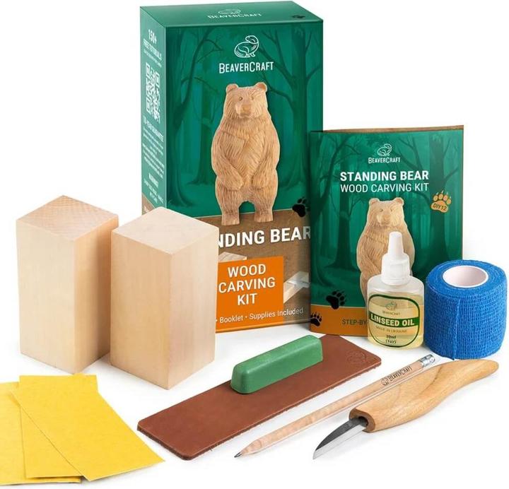 Beaver Craft Standing Bear Schnitz- Set