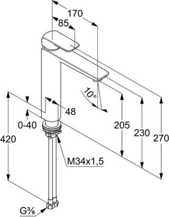 Actual product image Kludi AMEO basin mixer tap for wash bowl without pop-up waste