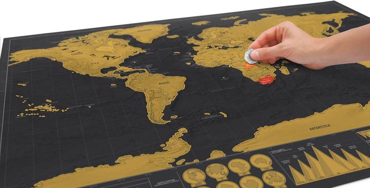 Produktbild PhoneLook Voyager Weltkarte zum aufkratzen Für Abenteurer und Entdecker Schwarz & Gold