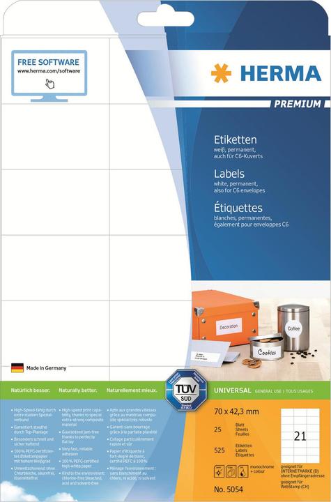 Produktbild HERMA Universal Etiketten A4