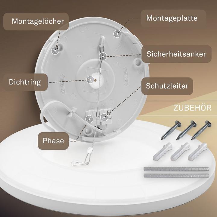 B.K.Licht SHALLOW ultraflaches CCT LED Panel, IP44, weiss, dia.420