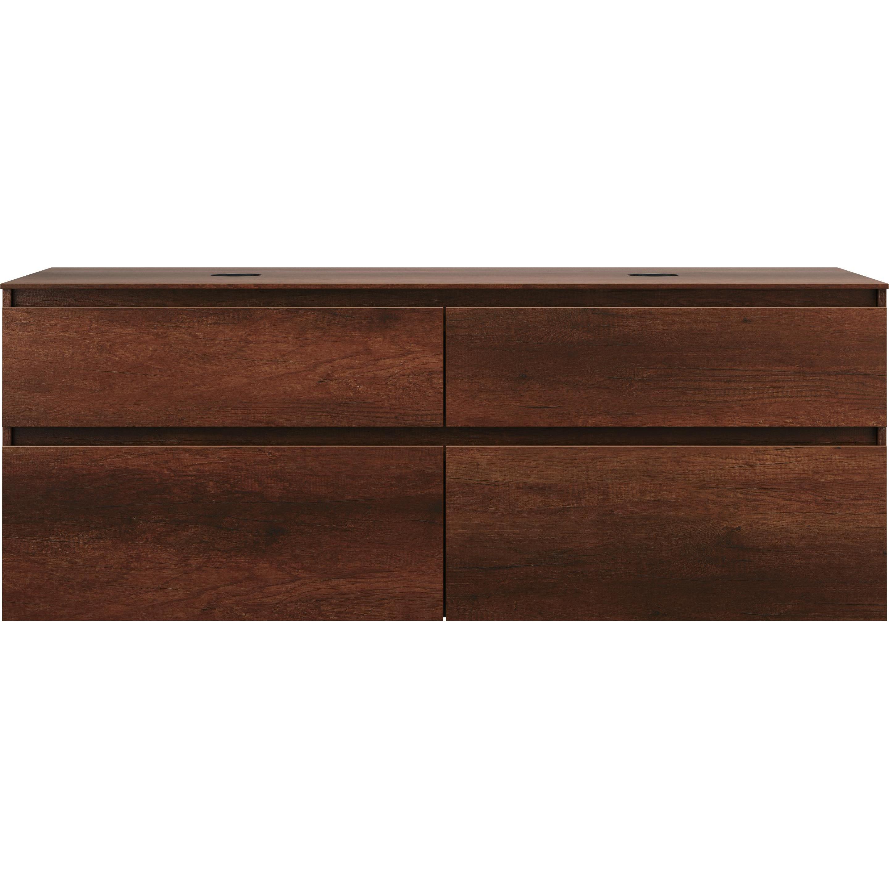 burgbad, Waschtischkonsole, Lin20 Waschtischunterschrank inklusive Konsolenplatte, 2 Beckenausschnitte, 4 Auszüge, Tief