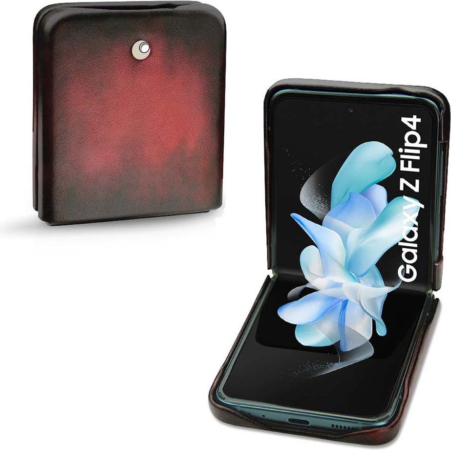 Thumbnail - Noreve Lederschutzhülle Samsung Galaxy Z Flip4 (Samsung Galaxy Z Flip4), Smartphone Hülle, Rot