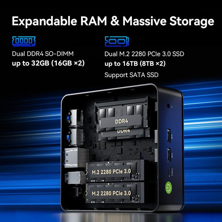 Produktbild GMKtec Mini PC G11 AMD R2514 16GB 512GB Win 11 Pro (512 GB, 16 GB)