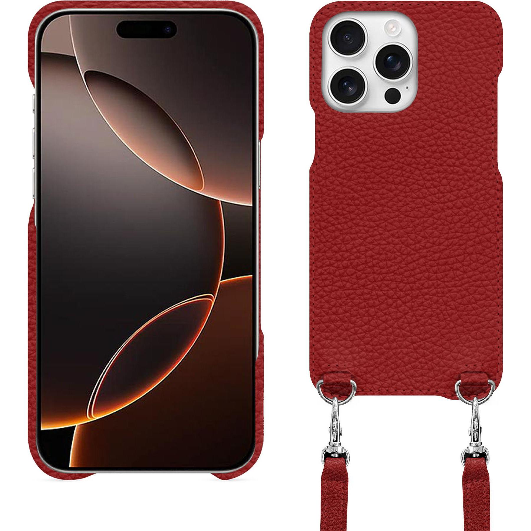 Thumbnail - Noreve Schutzhülle mit Schulterriemen Apple iPhone 16 Pro (Apple iPhone 16 Pro), Smartphone Hülle, Rot