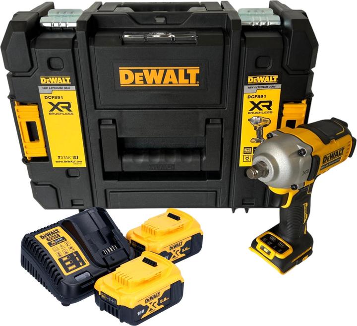 Actual product image DeWalt DCF 891 P2T Cordless impact wrench 18 V 1084 Nm 1/2" brushless + 2x rechargeable battery 5.0 Ah + (Rechargeable battery operated)