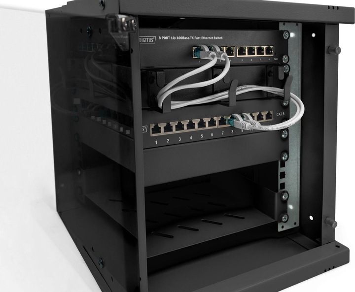 Actual product image Digitus 10" 6U wall-mounted enclosure, SOHO PRO 324 x 316 x 298 mm, black (6 RU, 10 inch rack)