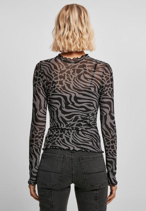 Actual product image Urban Classics Ladies AOP Mesh Turtleneck Longsleeve (5XL)