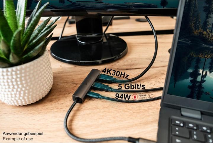Produktbild Good Connections USB-C -Hub 3-Port 1x HDMI 2.0 PD 94W USB 3.0 A anthrazit Good (USB-C, 3 Ports)