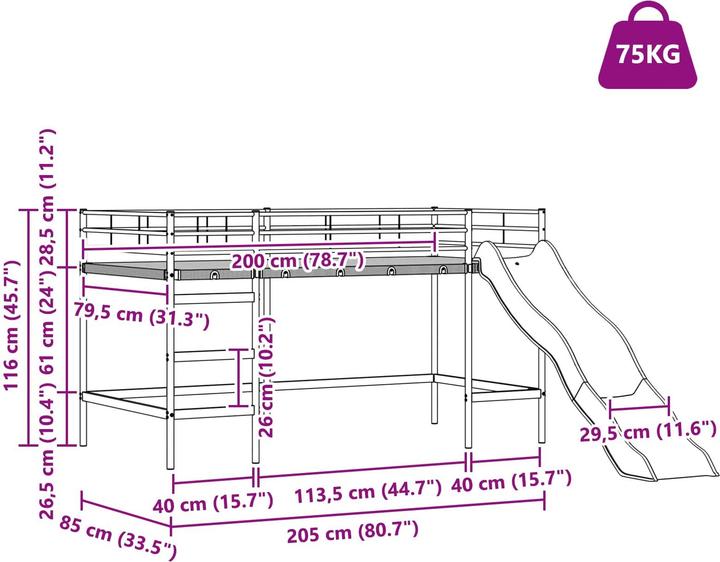 Produktbild vidaXL Kinderbett (80 x 200 cm)