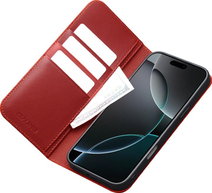 Image du produit QiAlino Fourre Flip Matt Wallet cuir véritable (Apple iPhone 17 Pro)