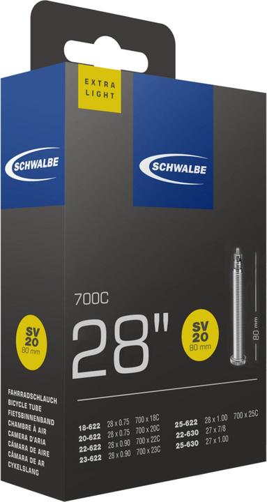 Image du produit Schwalbe EXTRA LIGHT 700x18/25c Presta 80mm (Presta (SV), 28", 80 mm)