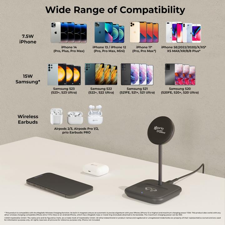Actual product image prio 15W 2 in 1 Wireless Charger MAG (USB C) black (15 W)
