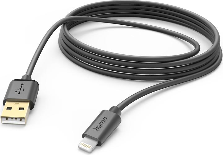 Produktbild Hama USB-Kabel, USB-A - Lightning, 3 m, Schwarz (3 m, USB 2.0)