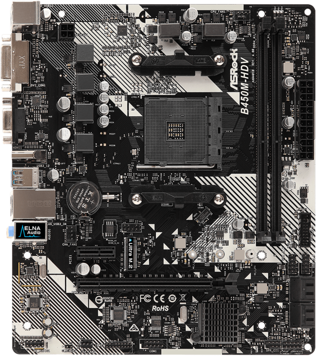 Actual product image AsRock B450M-HDV R4.0 B450 (AM4, AMD B450, mATX)