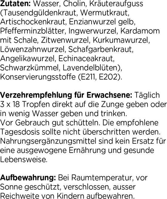 Nutritional values and ingredients Kanela Bitters drops (50ml) (1 Piece, Droplet)