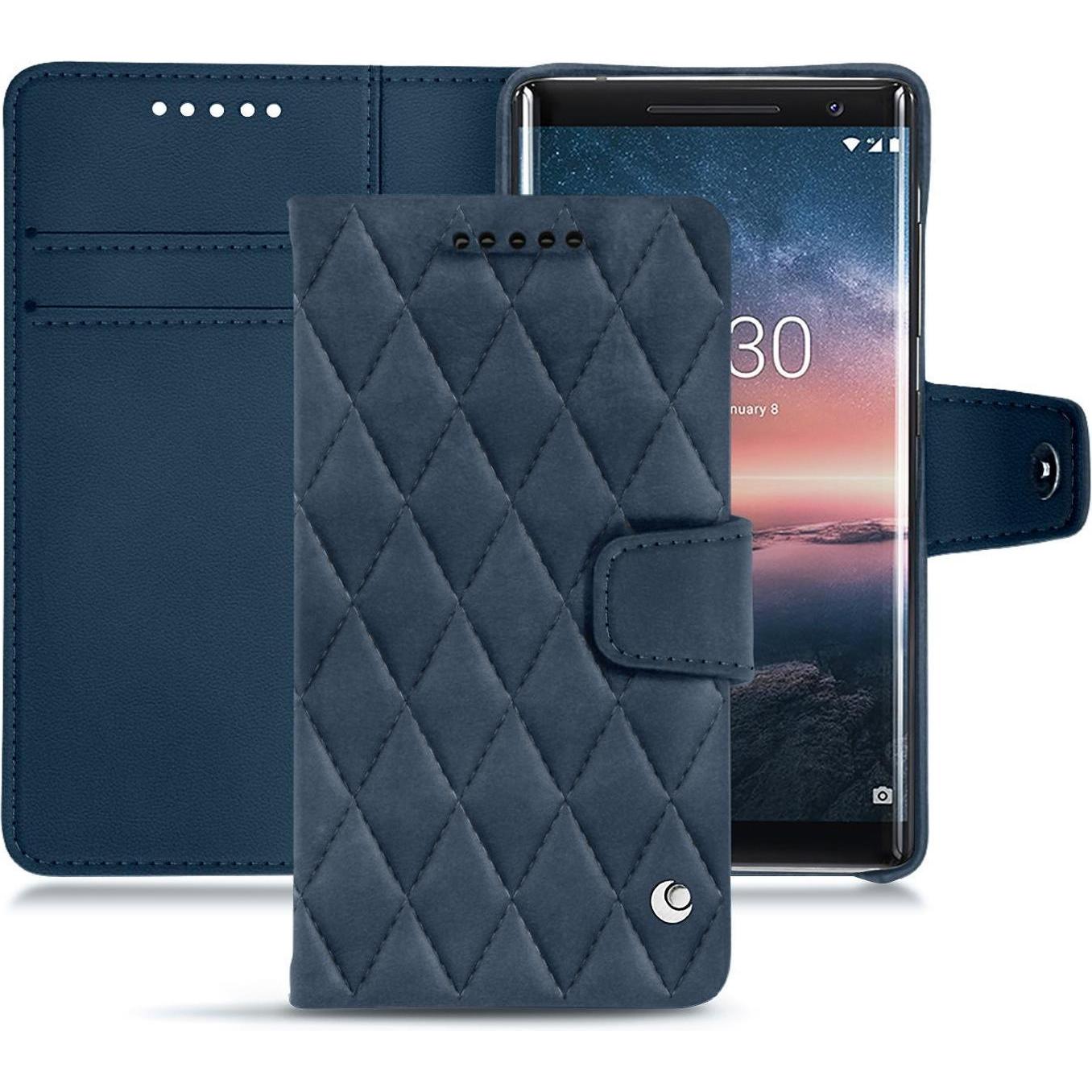 Noreve Lederschutzhülle Wallet (Nokia 8 Sirocco), Smartphone Hülle, Blau