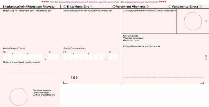 Actual product image Simplex Inpayment slip red (500 x)