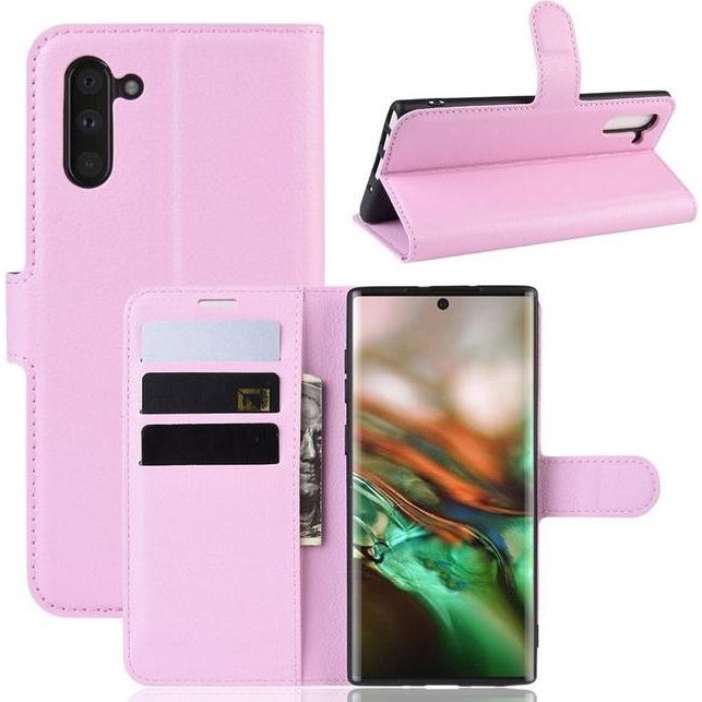 Thumbnail - MU Classic Litchi Leder Bookcover Series (Samsung Galaxy Note 10), Smartphone Hülle, Pink