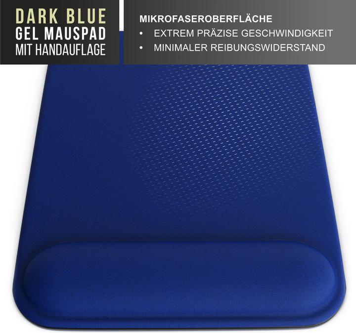 Produktbild CSL Gaming Mauspad, Office Mausmatte mit Gelkissen mit & Handgelenkauflage, 22,5 x 28 cm, dunkelblau