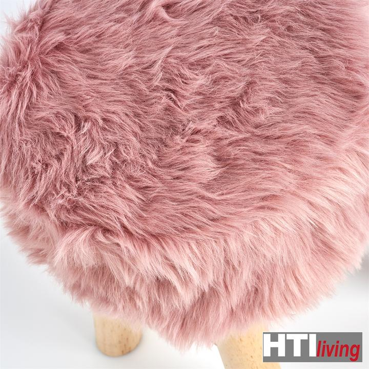 Image du produit HTI-Living Pouf en bois, fourrure synthétique