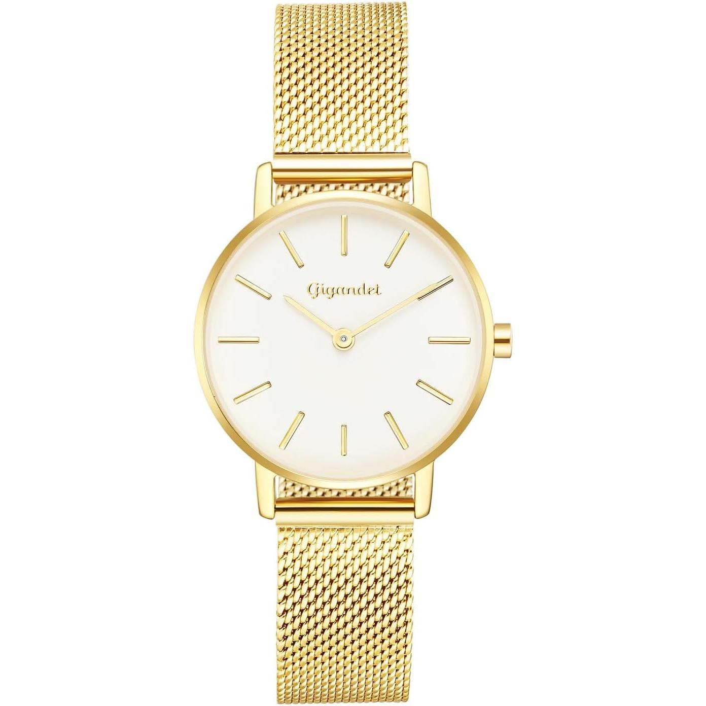 Gigandet, Orologio da polso, Dames analoog Japans kwartsuurwerk horloge met roestvrij stalen armband 12VNAG36NE008 wit, Bianco, (Orologio da polso ana