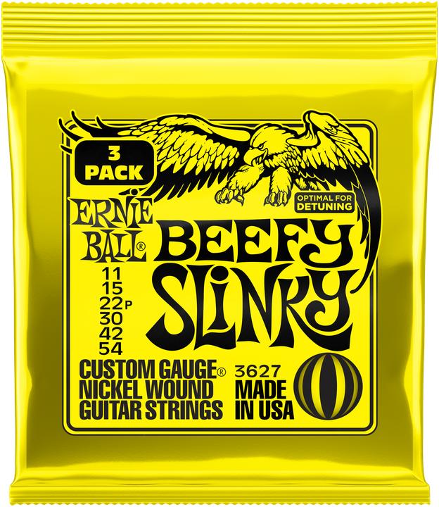 Image du produit Ernie Ball Jeu de cordes, Slinky Nickel, Beefy 11-54, pack de 3 (6 x, Guitare électrique, 0.05")