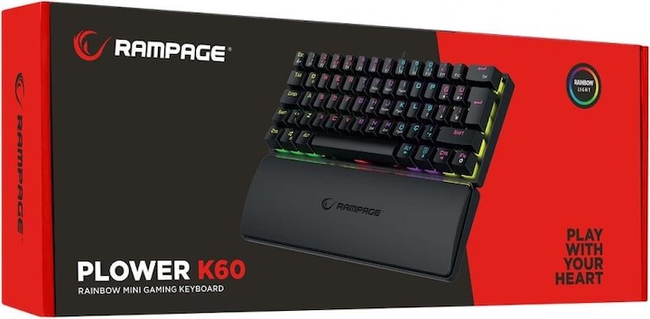 Actual product image Rampage Plower K60 RMP Blue Switch Keyboard (PLOWER K60) (DE, Cable)