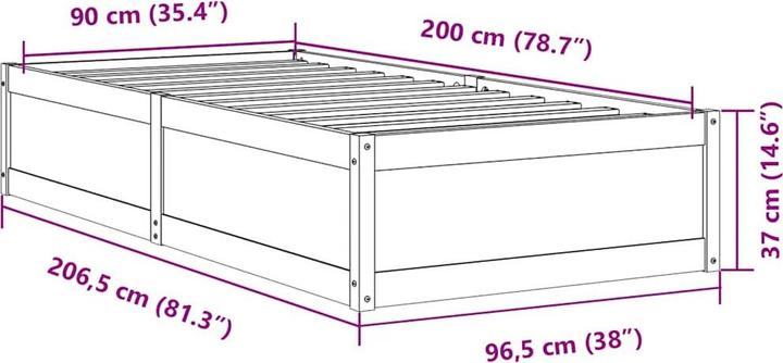 Actual product image vidaXL Bettgestell (90 x 200 cm)