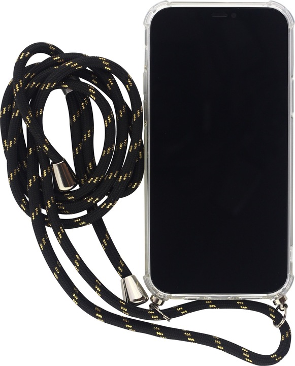 Produktbild PhoneLook Hülle Gummi transparent mit Seil schwarz (Apple iPhone 16 Pro Max)