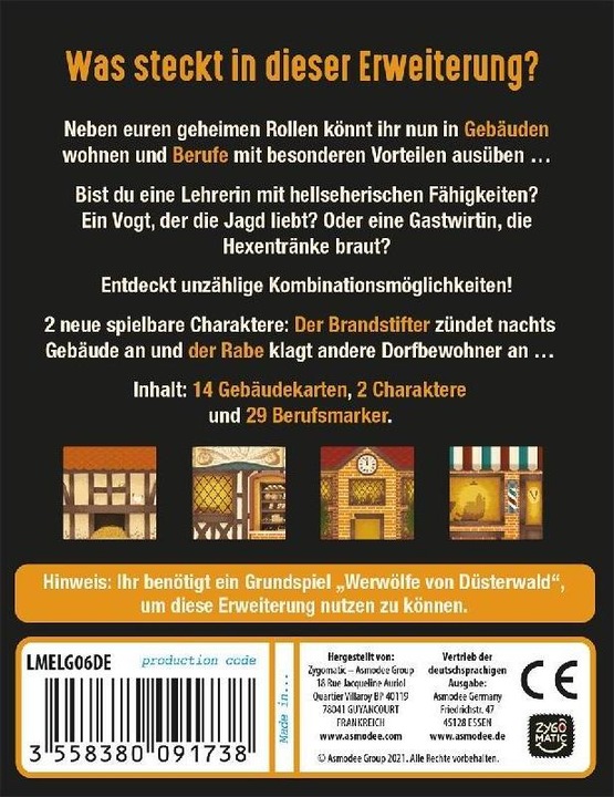 Produktbild Asmodée ZYGD0012 - Die Gemeinde: Werwölfe von Düsterwald - 8-18 Spieler, 10 Jahren (DE-Erweiterung) (Deutsch)