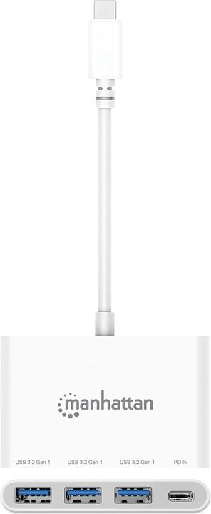 Produktbild Manhattan 3-Port USB 3.2 Gen 1 Typ-C Hub mit Power Delivery (USB-C, 4 Ports)