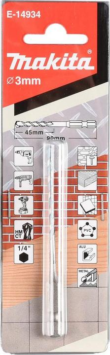 Actual product image Makita E-14934 Multi drill 1/4 3x90mm (3 millimetres)
